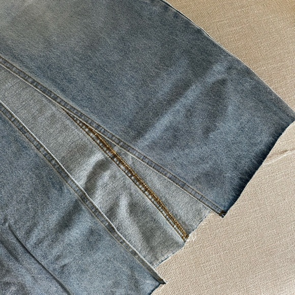 PARKE Light Blue Denim Midi long Skirt with Front Slit - Picture 6 of 7